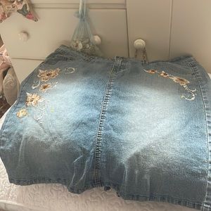 Beaded denim skirt